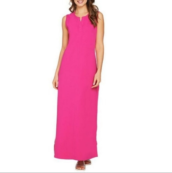 Denim&Co Dresses & Skirts - Denim & Co Sleeveless V-Neck 2XP Pink Jersey Dress